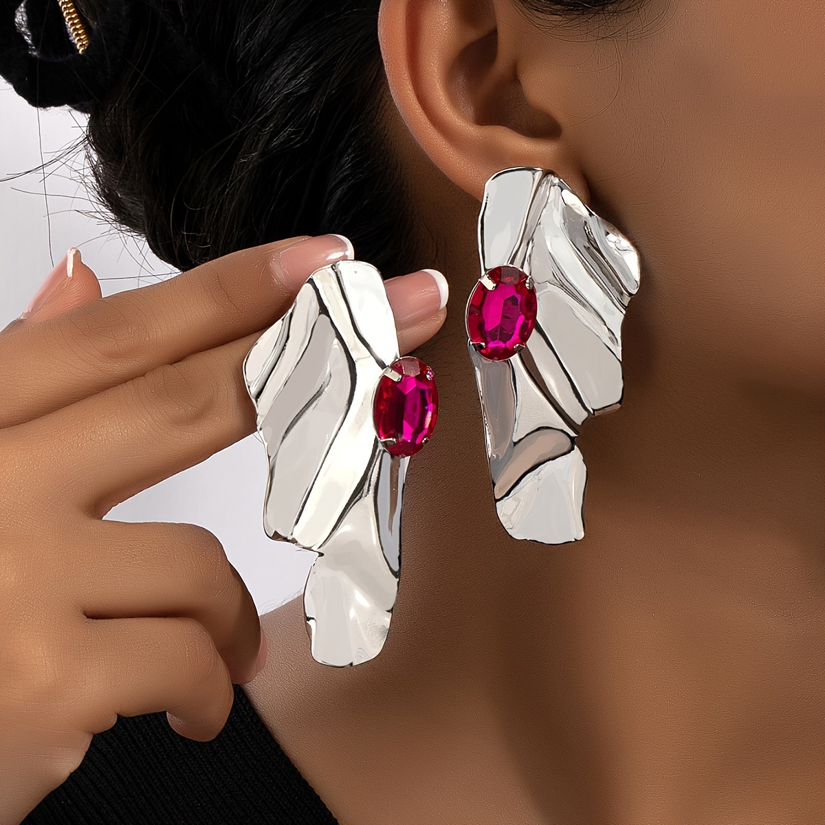 Wave Statement Earrings for Women Iron Drop Dangle Earrings