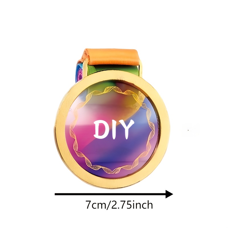 TEMU Custom Diy Golden, Silver, Copper, And Alloy Framed Crystal Medals, Personalized Color-printed Crystal Award Medals For Sports Trophies, Diy