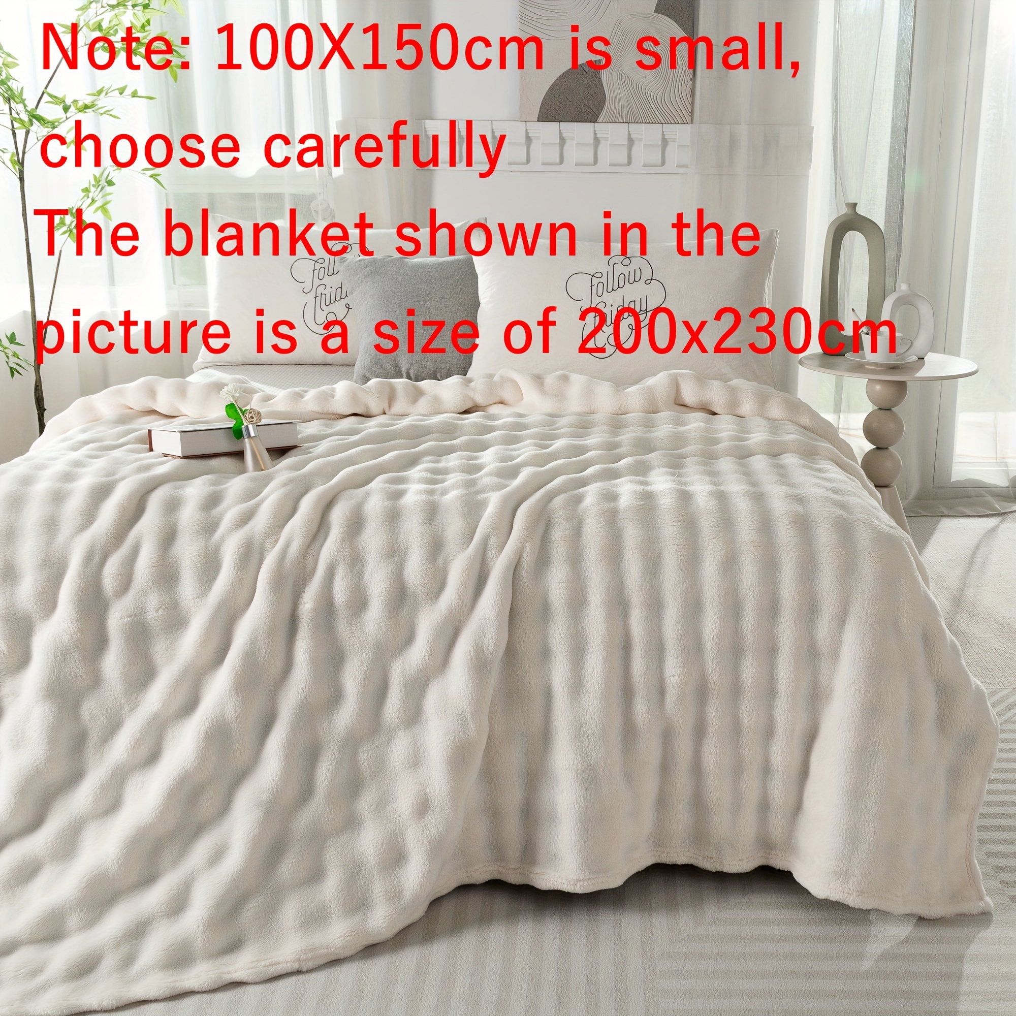 contemporary hypoallergenic polyester bed blanket thick soft   rabbit fur plush throw for bedroom sofa     machine washable multipurpose woven blanket with no   300 350g lightweight all purpose cover details 3