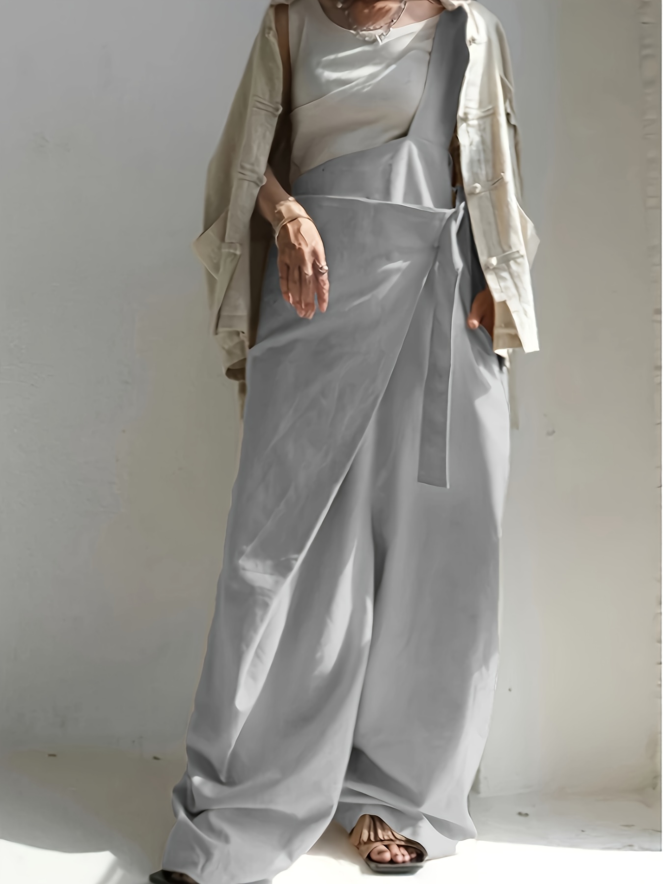 Personalized Wide-Leg Overalls with a Single Shoulder Strap (Without a Belt)