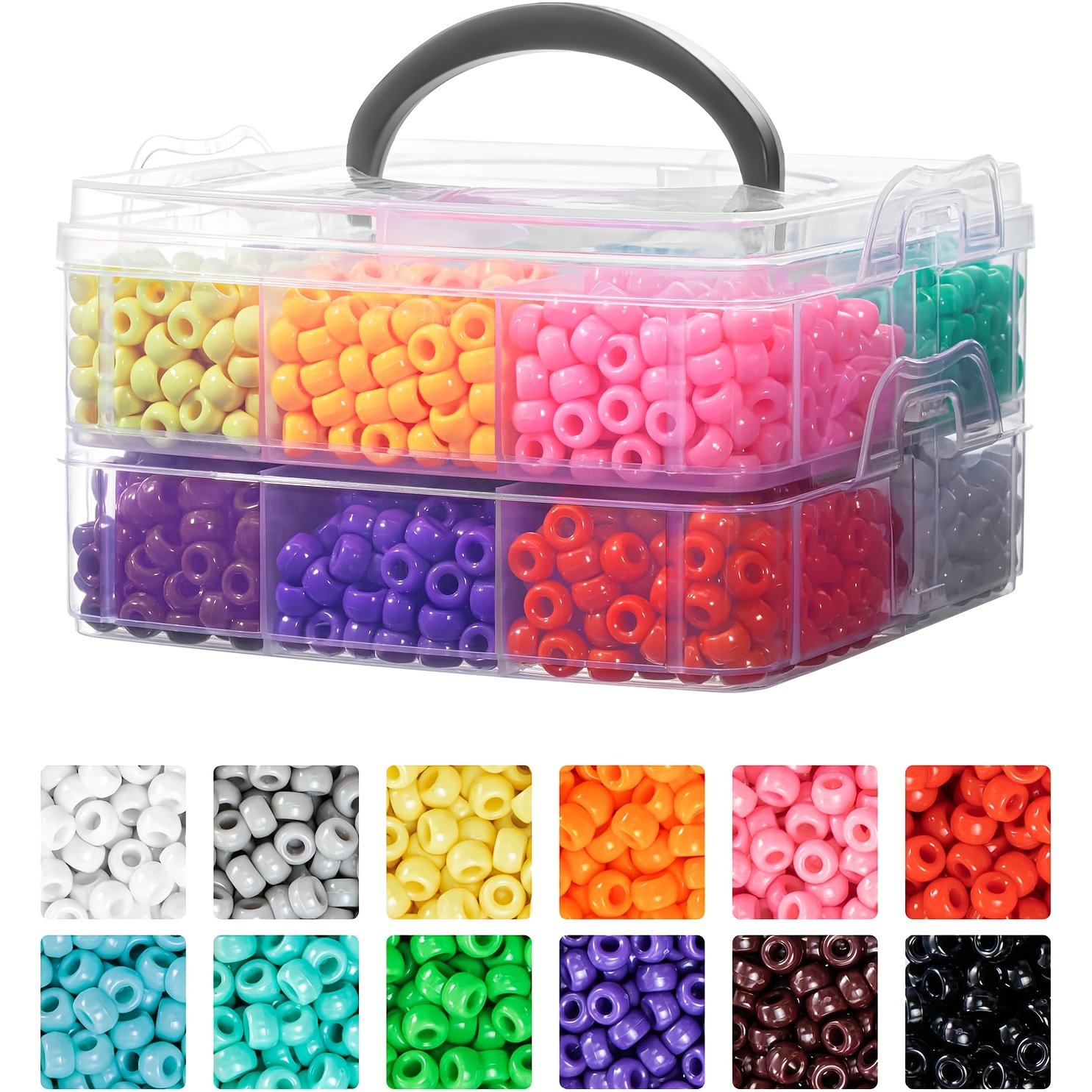 TEMU Jewelry Making Kits, 2400 Colorful Pony Beads In 12 Colors, Suitable For Bracelet Making, Hair Braiding Decoration, Making, Keychains, Christmas
