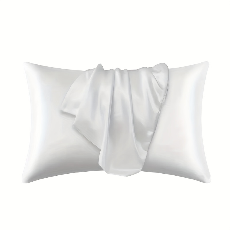 TEMU 1pc Satin Pillowcase, Suitable For Dry Hair And Skin, Smooth, Skin-friendly, Soft Pillowcase, Solid Color, For Bedroom Sofa Home Decoration,