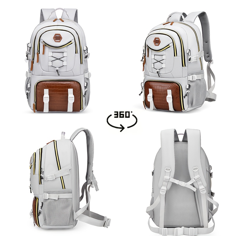 [Large Capacity Hiking Backpack] 10.57 Gallon Large Capacity Hiking Backpack with Shoe Compartment & Laptop Sleeve - Durable Multi-Compartment Travel Backpack with Padded Shoulder Straps, Padded Back Panel & High Quality Design - Blue/Grey/Tan for Camping, Business Travel, School - Ideal Gift for Outdoor Adventurers (36-40L)