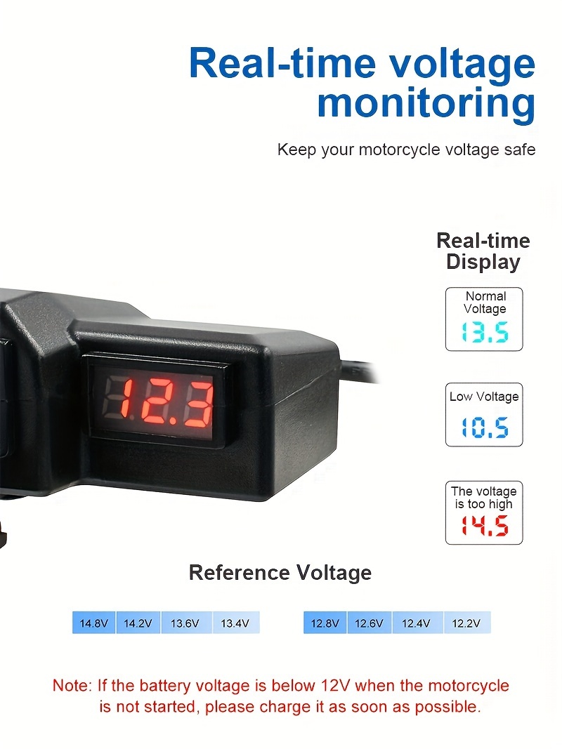 12v motorcycle waterproof dual usb charger with voltmeter display 2 usb port 3 1a charger handlebar installation details 1