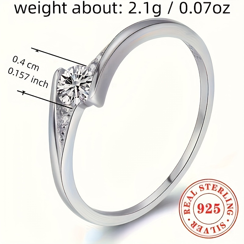 elegant simple 925   for women april birthstone synthetic cubic zirconia round solitaire engagement ring holiday themed plated bridal jewelry for daily and wedding   valentines day gift 2 1g details 3