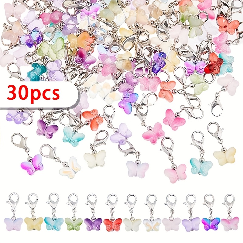TEMU 30pcs Colorful Glass Charms With Clasps, Assorted Colors - Ideal For , Keychains & Crafts, Jewelry Making Charms|glossy Finish Charms|durable