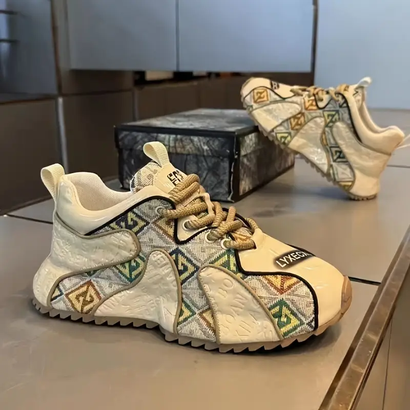 durable mens stylish embroidered sneakers black white lightweight casual sneakers with thick rubber sole for and height increase Product details 2