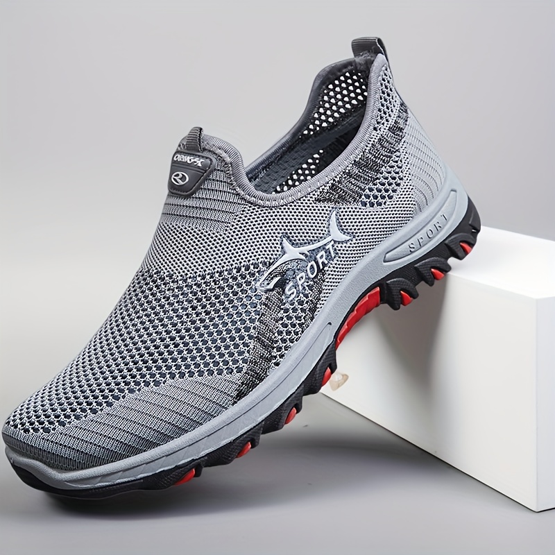 Image of Spring Men's Business Casual Sneakers, Slip-on Loafers With Breathable Mesh, Non-slip And Wear-resistant Rubber Sole, Suitable For Running, Training, Hiking, And Other Outdoor Activities