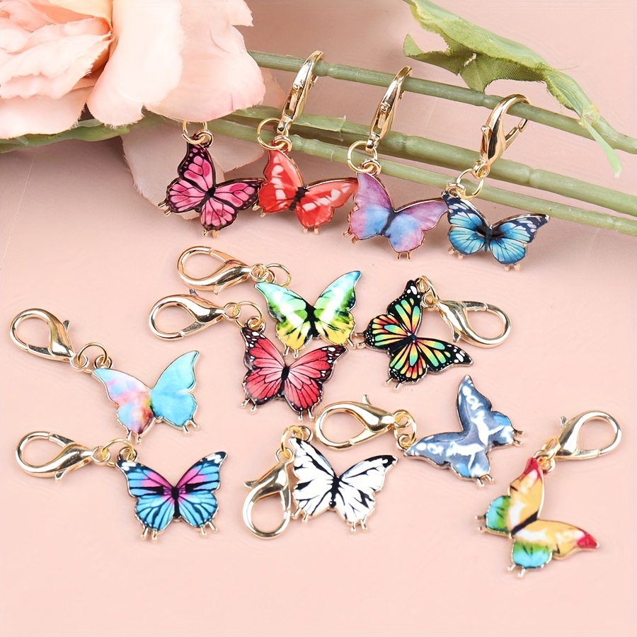 E-shop 12 Stk. Niedliche Schmetterlings-Schlüsselanhänger, Bunte Schmetterlinge - Modische Schlüsselanhänger für Geburtstage, Heimkehrszeit, Freunde,