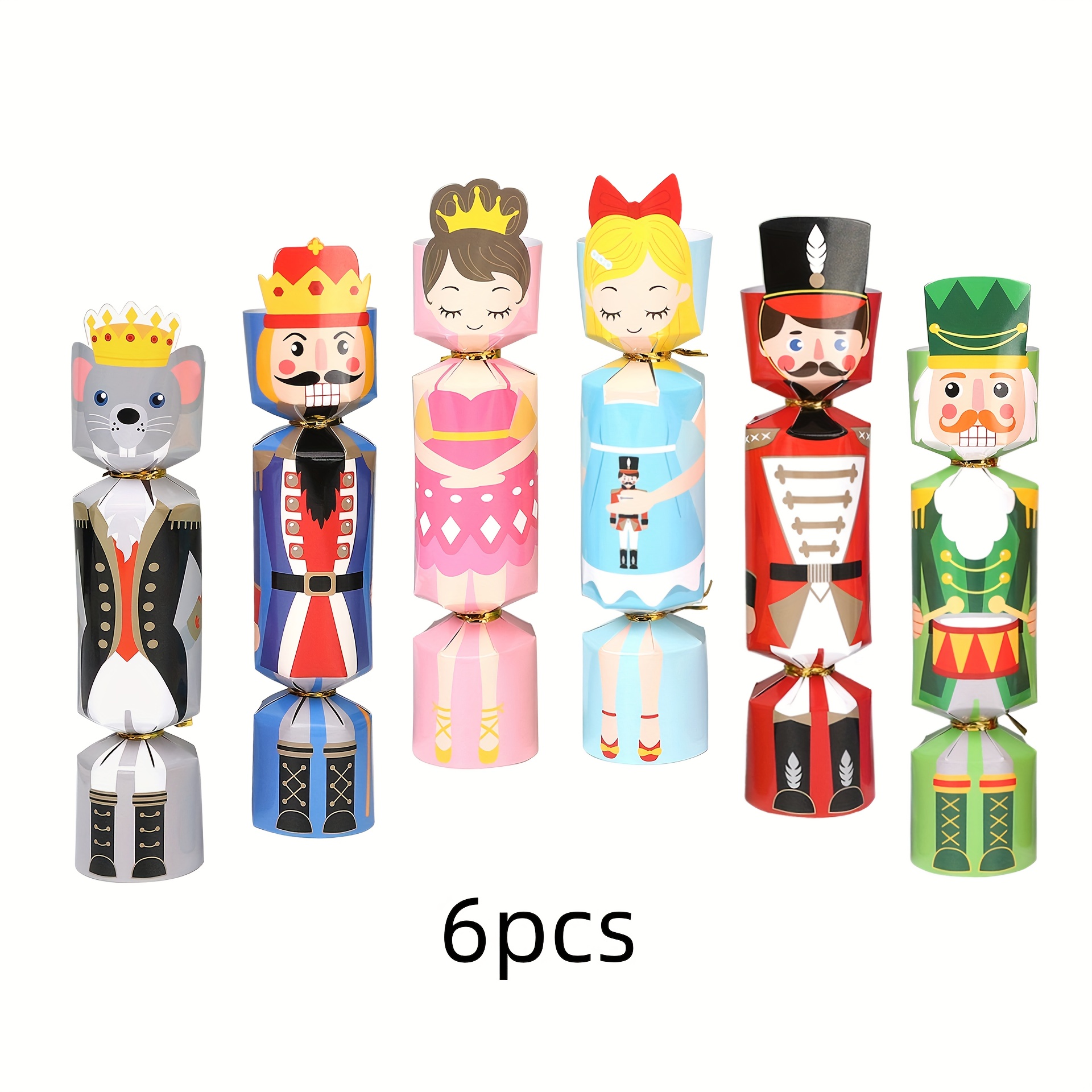TEMU Paquetes de 6/24 piezas de cajas de , latas de recuerdo de dulces estilo navideño, conos de regalo de papel Princess Xmas Popper, Halloween