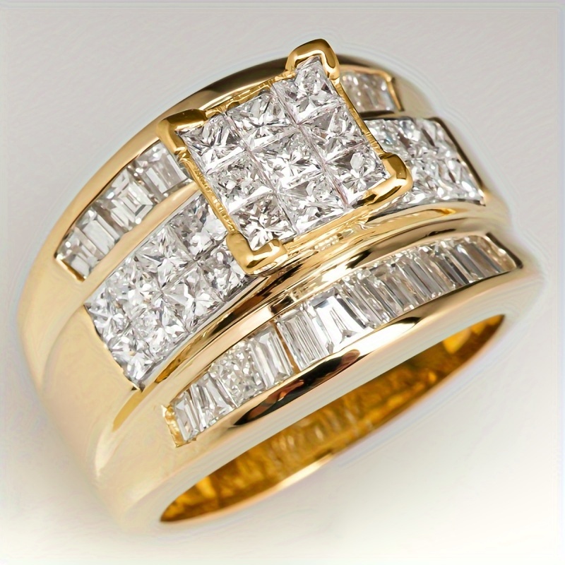 

Luxury Elegant Statement Ring With Cubic Zirconia Inlaid, Women's Bridal Wedding Band, Romantic Anniversary Gift, Engagement Jewelry, Christmas Decoration