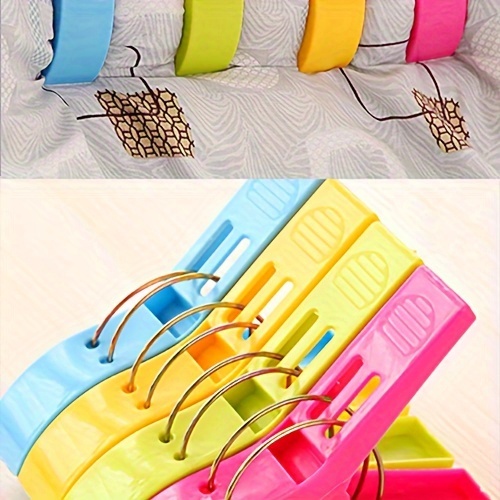1 комплект ярких пластиковых прищепок, большие ветронепроницаемые зажимы для простыней, вешалки для полотенец, зажимы для сушки одеял, многофункциональные зажимы для белья, детали 7