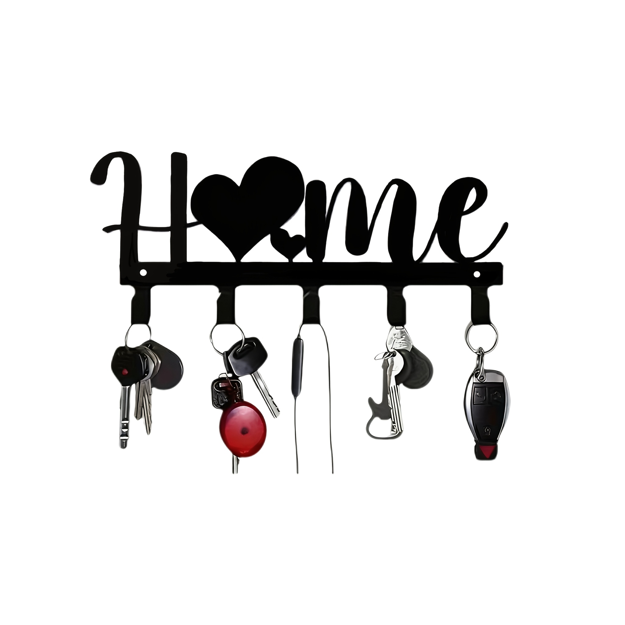 TEMU Home" Key Holder Wall Mount, Simple Metal Decorative Key Hooks Rack For Entryway, Front Door, Hallway, Garage, Office, Utility Hooks