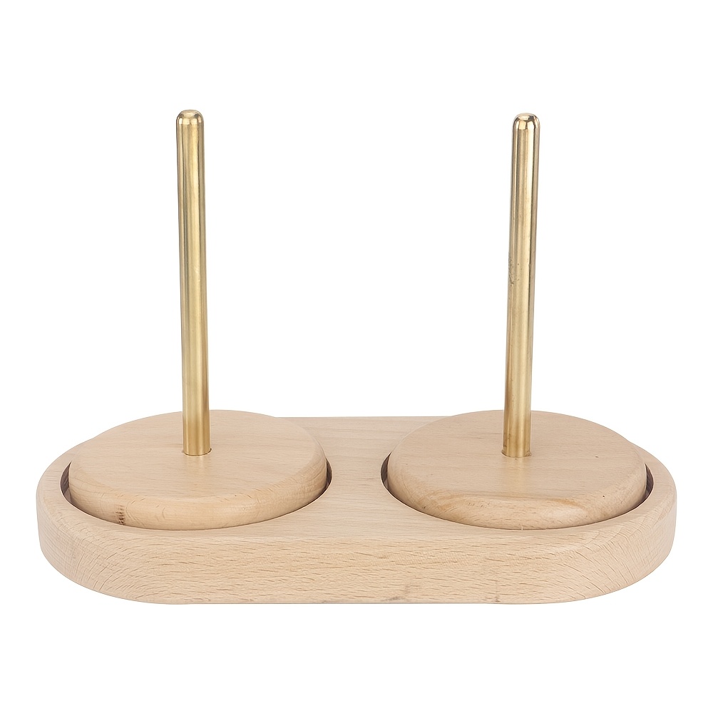 Image of 1 Set Of Double-axis Rotatable Wooden Yarn Holder, Ideal For Crochet And Knitting Diy Projects, Space , Organizer For Yarn Balls And Threads, Spinning And Embroidery Crafts, Yarn Storage