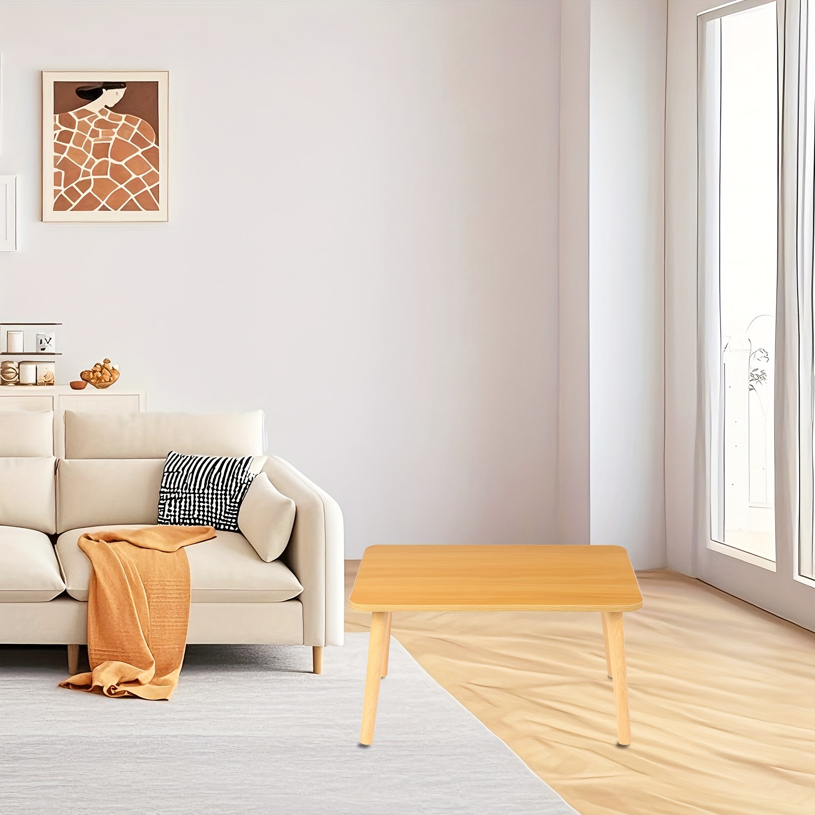 Modern Hardwood Coffee Table In 1 Pack, 60*40*32cm Lightweight Side Table, , Suitable For Living Room, Bedroom, Balcony - No Power Required, Easy Assembly, Living Room Coffee Table