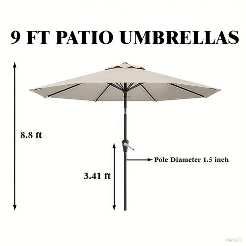 9ft outdoor patio umbrella with push button tilt crank alloy 6 sturdy ribs fade resistant 100 polyester canopy modern shade for garden deck pool backyard