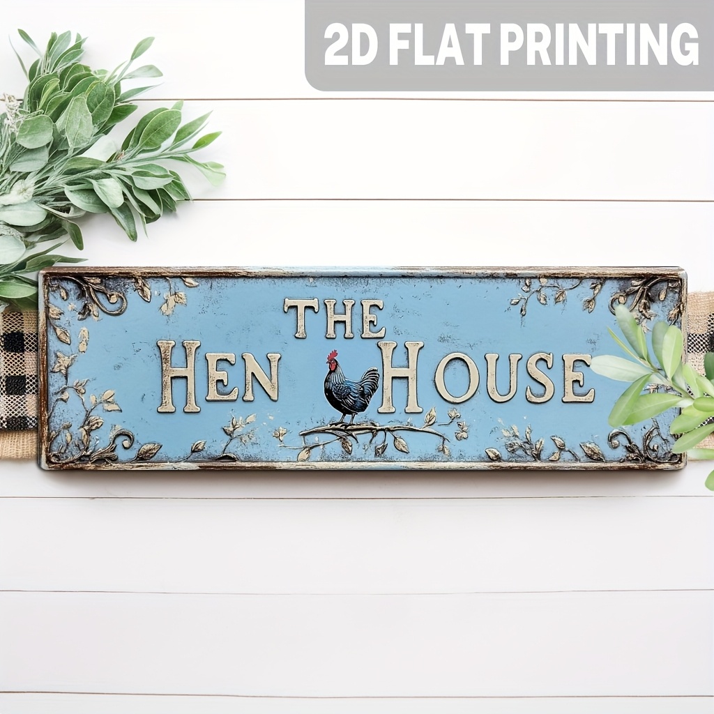 TEMU 2d Flat, 1pc Rustic Sign - Farmhouse Chicken Coop Wall Hanging, Vintage Plank Decoration Suitable For Kitchen, Entryway, Farmhouse - 5x16 Inch