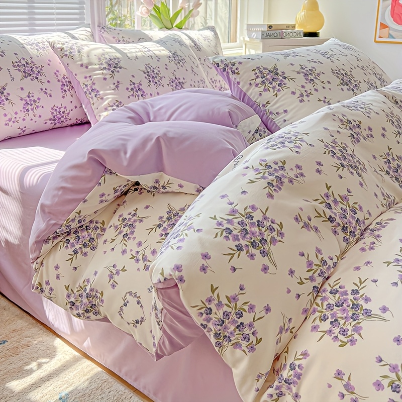 3pcs Korean Style Duvet Cover Set, Small Floral Duvet Cover Set, 1 Duvet Cover + 2 Pillowcases, Comfortable And Breathable, Machine Washable And Hand Washable, No Fading Or Deformation, Suitable For