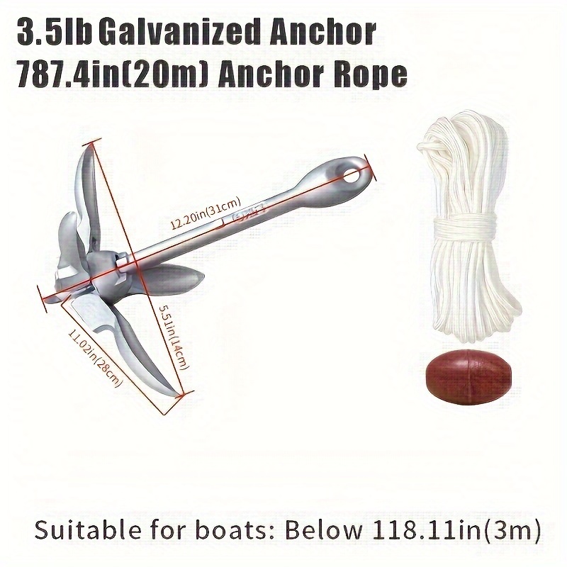 Image of 1pc 3.3lb Hard Anchor Folding Galvanized For Lotus Anchor Suitable For Fishing Inflatable Boats, Kayaks, , , Sup Paddle Boards And Small Boats