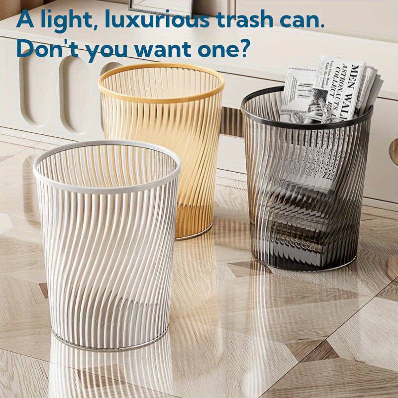 

Luxurious Cylindrical Plastic Trash Can Brushed - , No Needed, For Kitchen, Bathroom, Bedroom, , And Gatherings