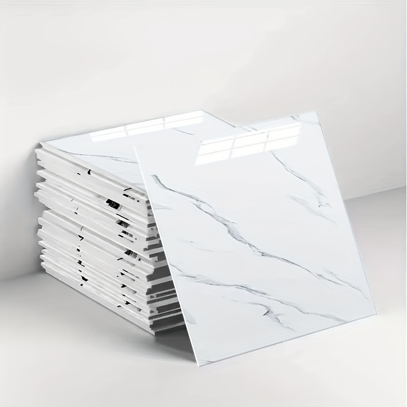 60pcs 30x30cm Thick Marble Square Wall Stickers - Waterproof, Oil-resistant, - For Kitchen Backsplash, Bathroom, Living Room Wall Decor