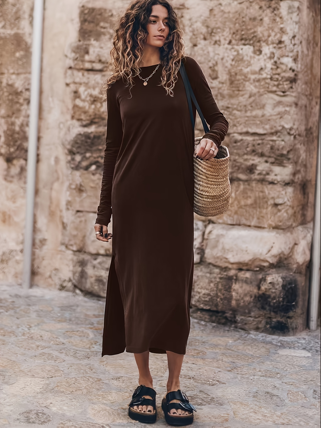 womens casual outing long sleeve dress women's - Temu Spain
