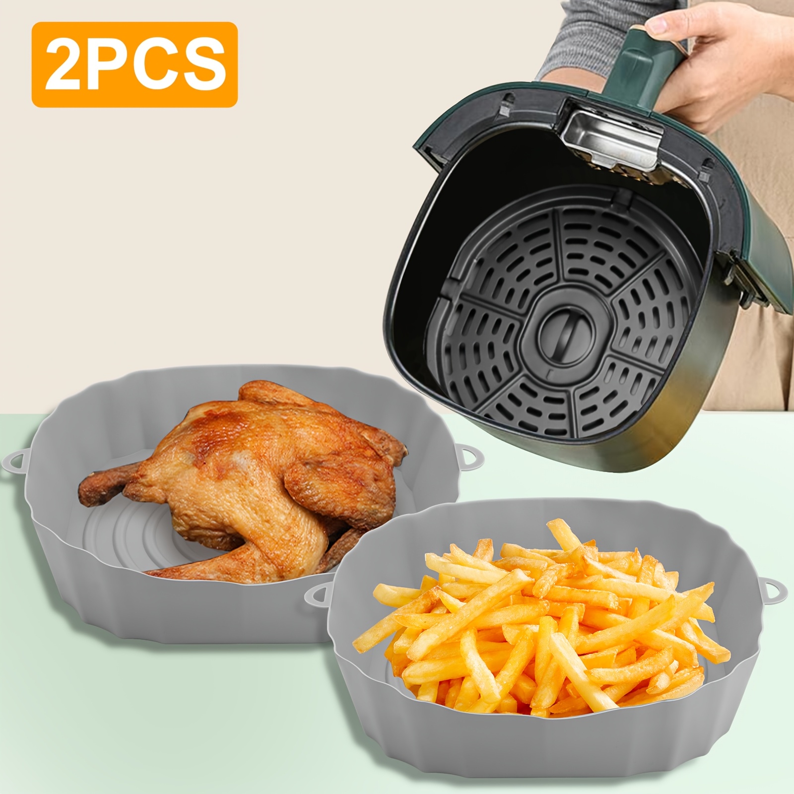 

2pcs Silicone Air Liners, Air Bowl, Reusable , Pot For Cooking,