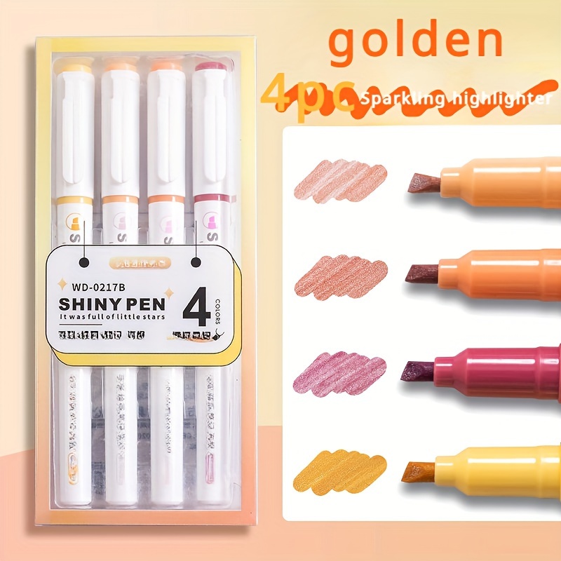 4 Colors Box Kawaii Glitter Highlighter Pen Pastel Fine Pastel