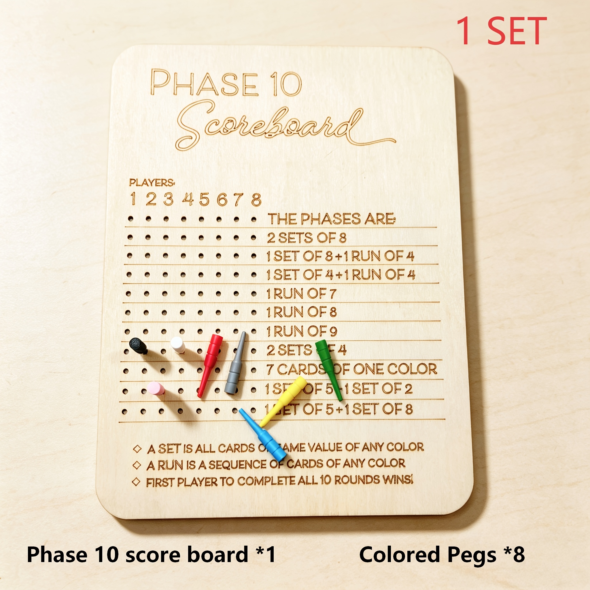 TEMU 1 Set Of 11-inch Wooden Score Board, With Round Tracking Record And Scoring Pegs For Halloween、christmas