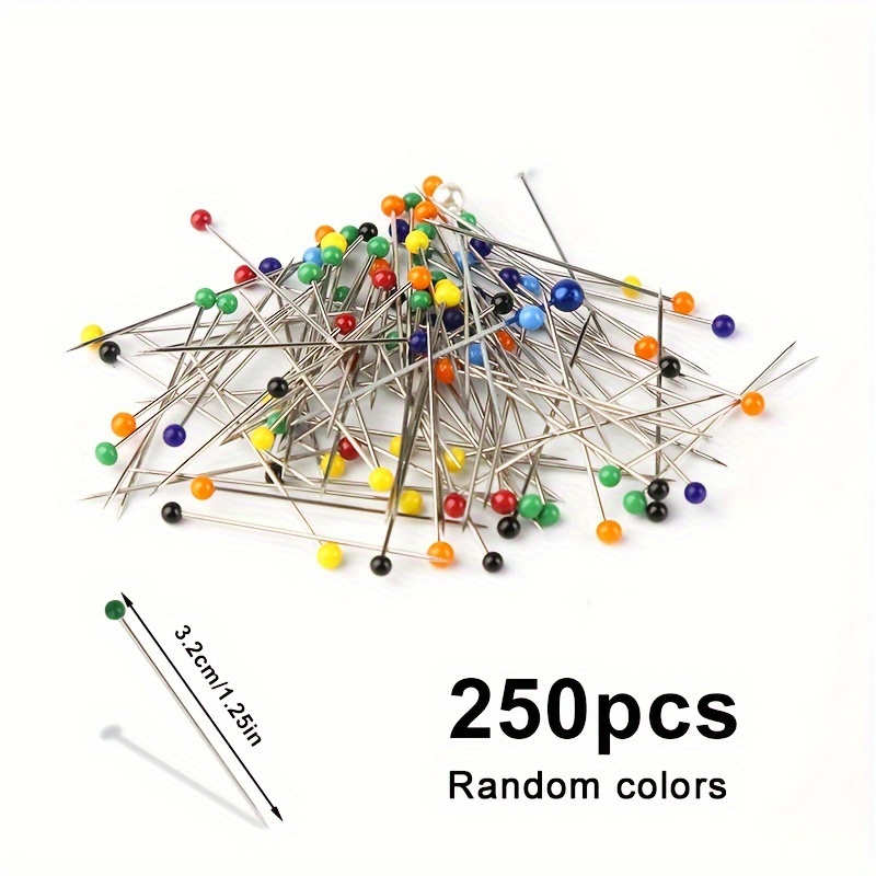 TEMU 250/500pcs Colorful Pins , 38/32mm Stainless Head Pins, Heat Resistant Fine Needles For Sewing, Quilting And Crafts, Jewelry Making