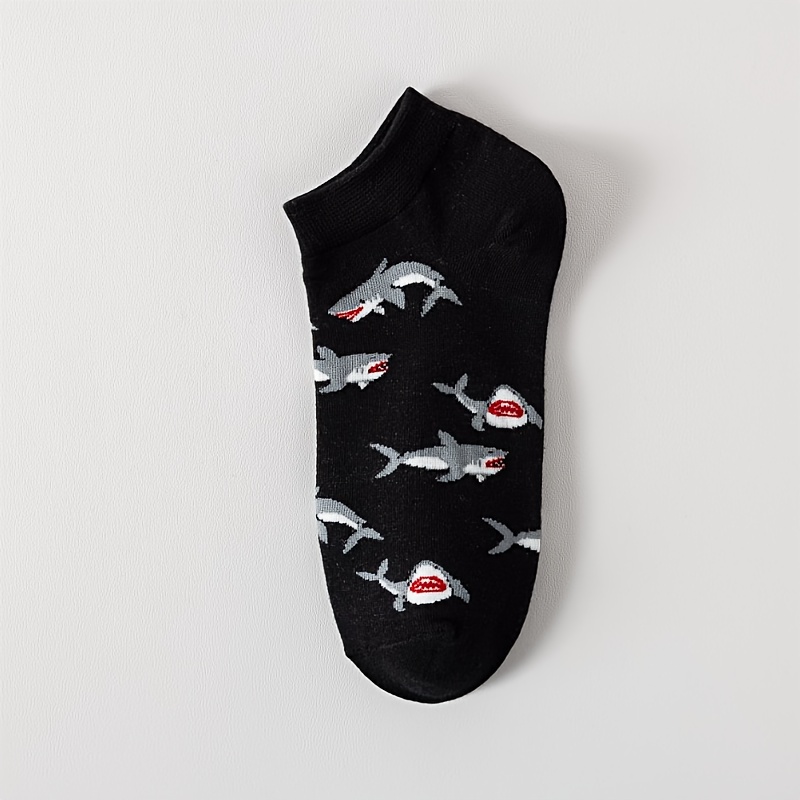 E-shop Paar Niedliche Cartoon-Hai-Druck Unisex Alljahreszeitliche Bequeme Atmungsaktive Kurze Socken