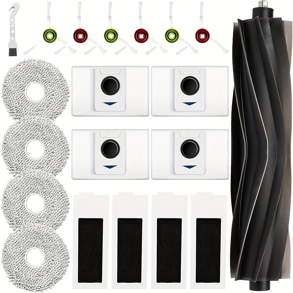 TEMU 20-teiliges Zubehörset für T20 Omni/ T20e Omni Saugroboter, 1 Hauptbürste aus Gummi, 4 Staubbeutel, 4 Wischtücher, 4 Filter, 6 Seitenbürsten, 1