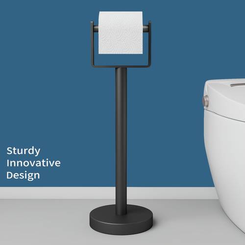 heavy duty toilet paper holder stand extra weighted base stainless steel toilet paper standing floor tissue roll holder for bathroom matte black 200up