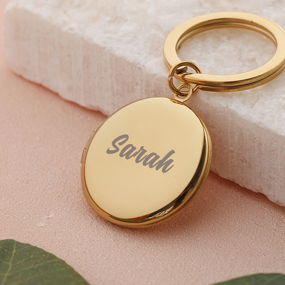 TEMU Custom Personalized Round Keychain,custom Photo Box Keychain,handcraft Birthday Keychain,engrave Name Keychain,two Photo Keychain,memorial