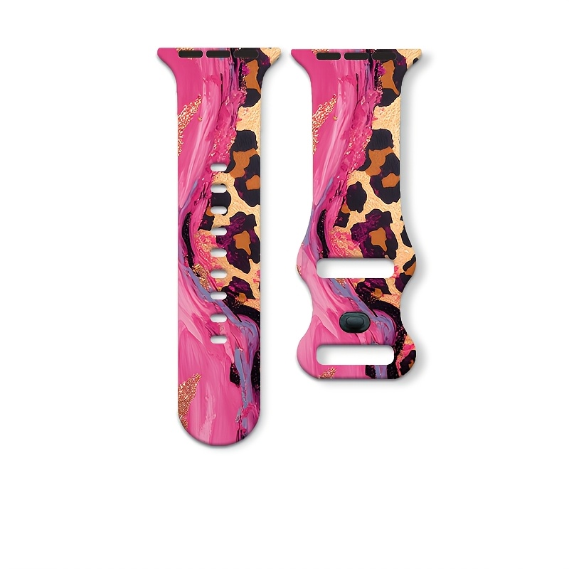 A Stylish And -splatter And Leopard Print Pattern Sport Watch Band, Designed For Iwatch Smartwatches. Soft And Comfortable, Suitable For Iwatch /2/3/4/5/6/7/8/9/10/11/ultra/se, As Well As Sizes