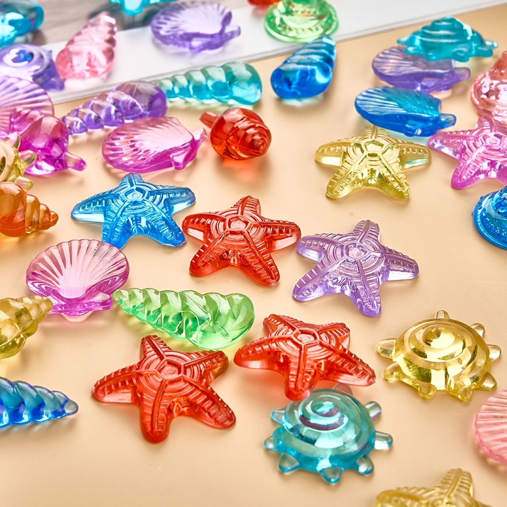 E-shop 40 Stück/60 Stück transparente & Meeres-Aquarium-Deko – Bunte künstliche Fischschalen geeignet für Fischschüsseln, Terrarien,