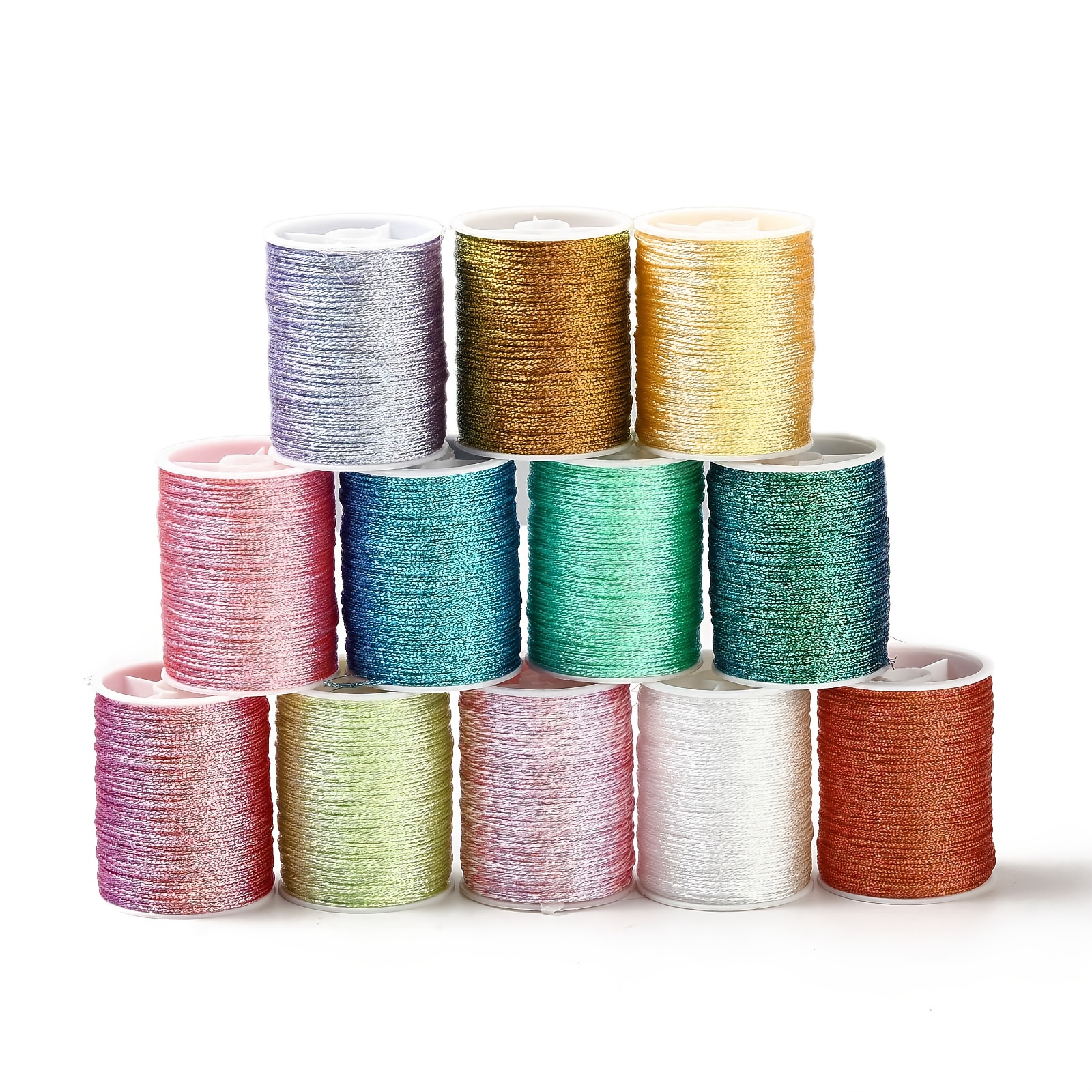 TEMU 12 Rouleaux ( 18~20M/Rouleau) Fil de Polyester 6 Plis Couleurs Mélangées 0.5Mm Fil de Fabrication de Bijoux Adapté aux , Bracelets, Etc