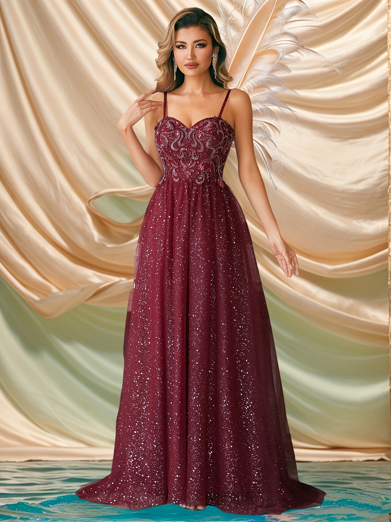 bodycon homecoming dresses with sleeves Zena One-Sleeve Sequin Dress Made To Order Sizes:AU XS/6 shoulder neckline and elegant brown trouser Lace Prom Long Maroon