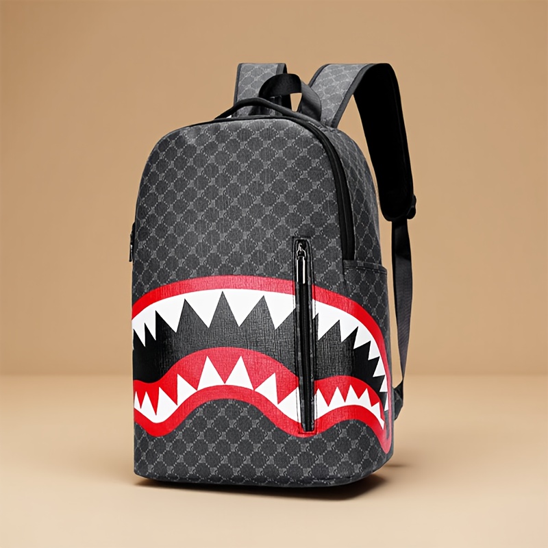mens womens shark anime backpack red teeth grey - Temu