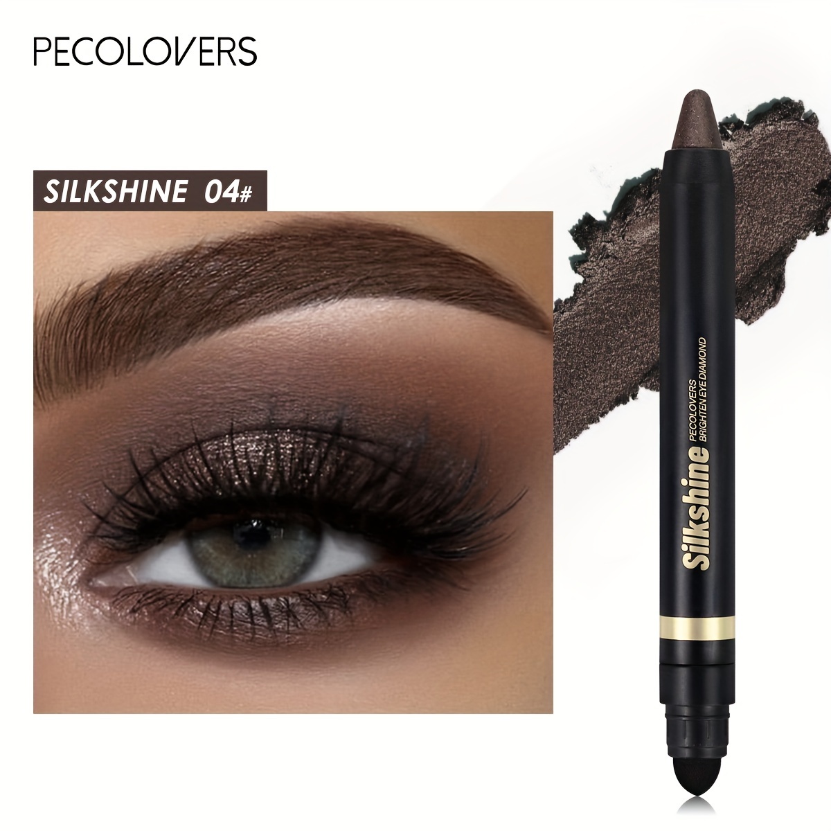 Pecolovers Brown Metallic Eyeshadow Stick - Glitter Cream Pencil Crayon, Waterproof & Long-lasting Eye Highlighter, 1pc