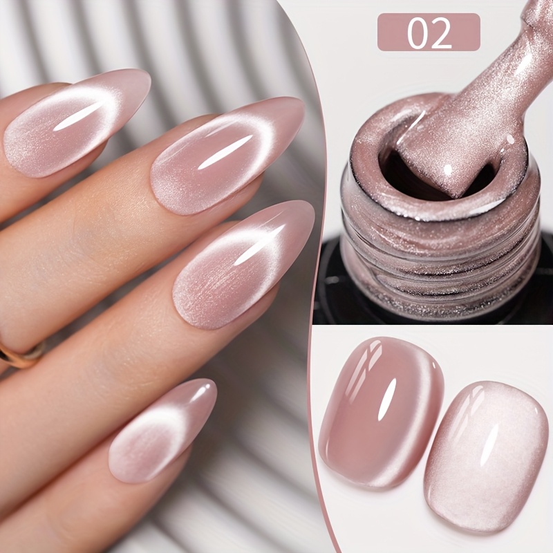 Image of Puente 7.5ml Nude Shade Ceramic Cat Eye Gel Nail Polish, Cat Eye Gel, High , Long-lasting Shine Finish, Alcohol-free, Perfect For Home Manicure & Salon Use, Ideal Holiday & Christmas Gift For Women
