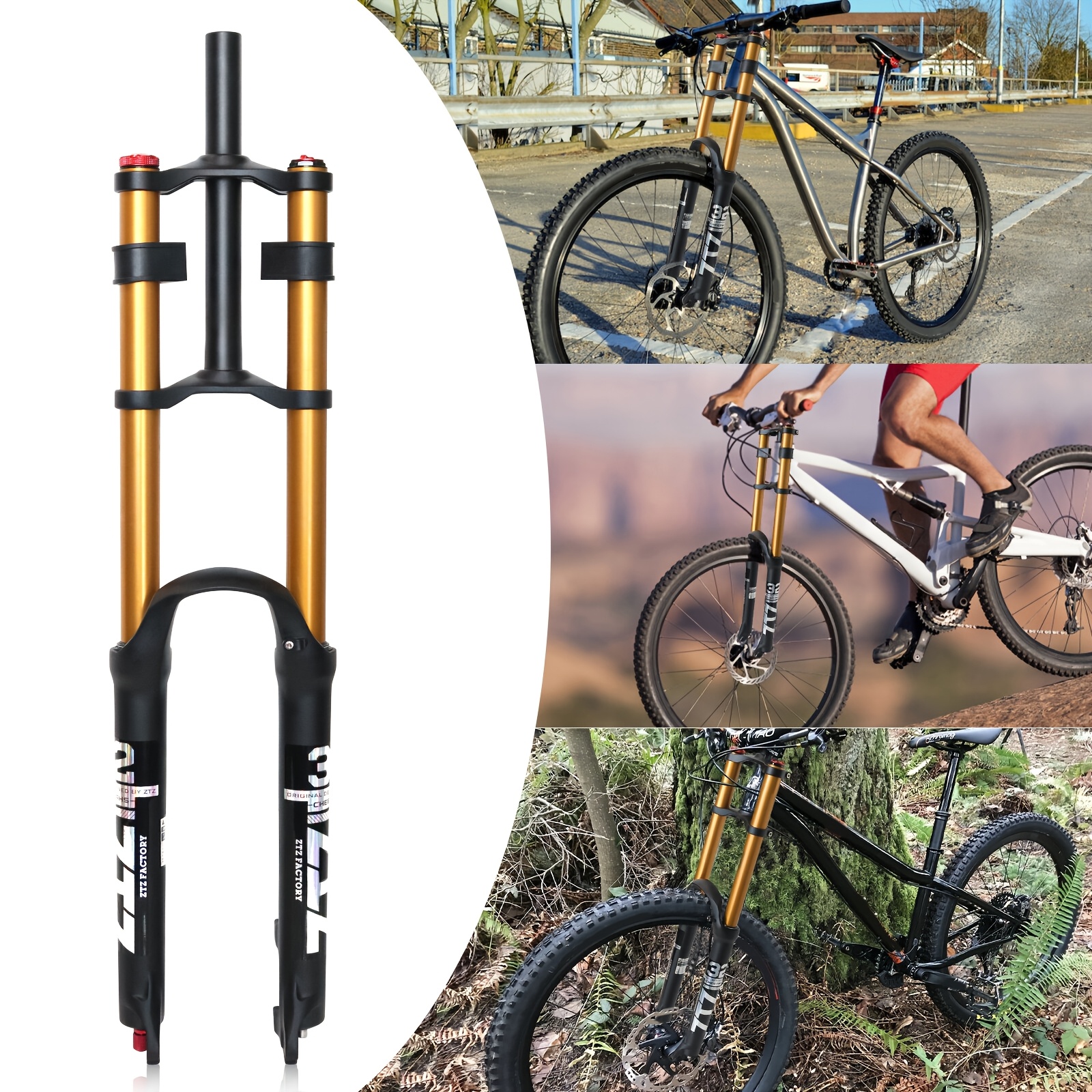 bike suspension fork 26 27 5 29in for mountain bike aluminum alloy xc am air double shoulder shock absorber straight tube double shoulder fork for mtb black golden