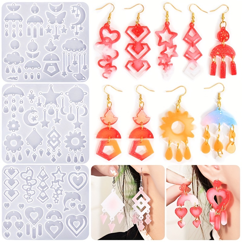 

Diy Geometric Love Earring & Keychain Silicone Mold - Moon And Star Shaped Resin Casting For Jewelry Making Pendants For Jewelry Making Resin Molds Jewelry