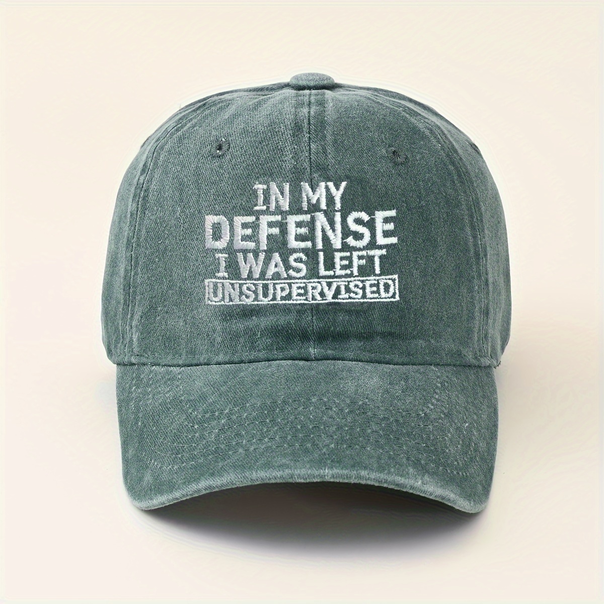 In Defense Baseball Vintage Slogan Embroidery Solid - Temu Canada