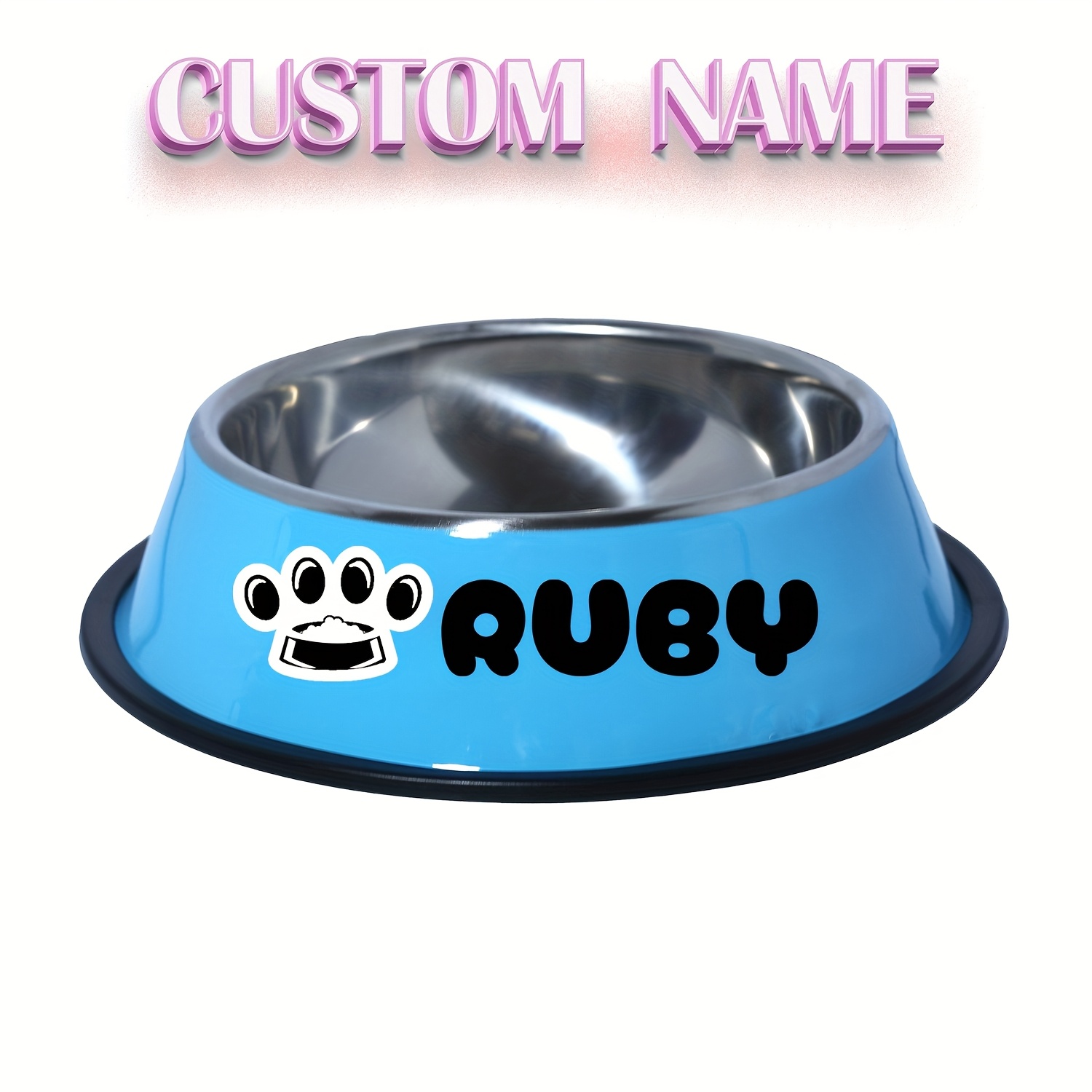 TEMU Custom Engraved Stainless Steel Pet Bowl - Non-tipping, Non-slip Base, Suitable For Dogs And Cats, Personalize Your Pet's Name - Ideal For Food