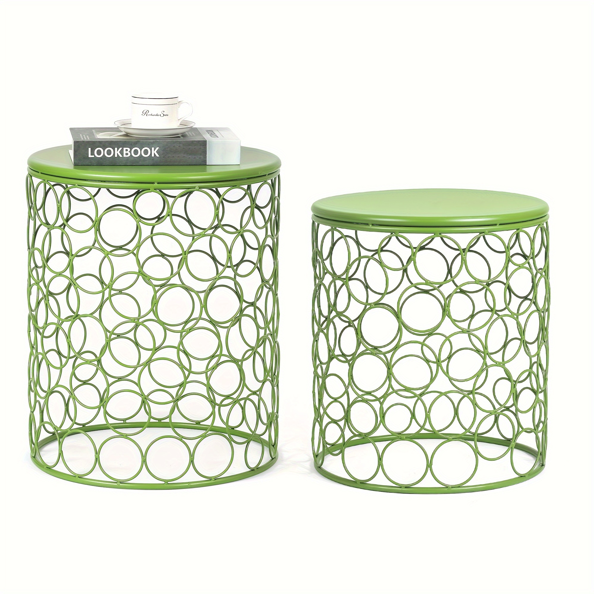 

2pcs/set Iron End Tables, Round Metal Stool Stands Top, For , Nightstand,