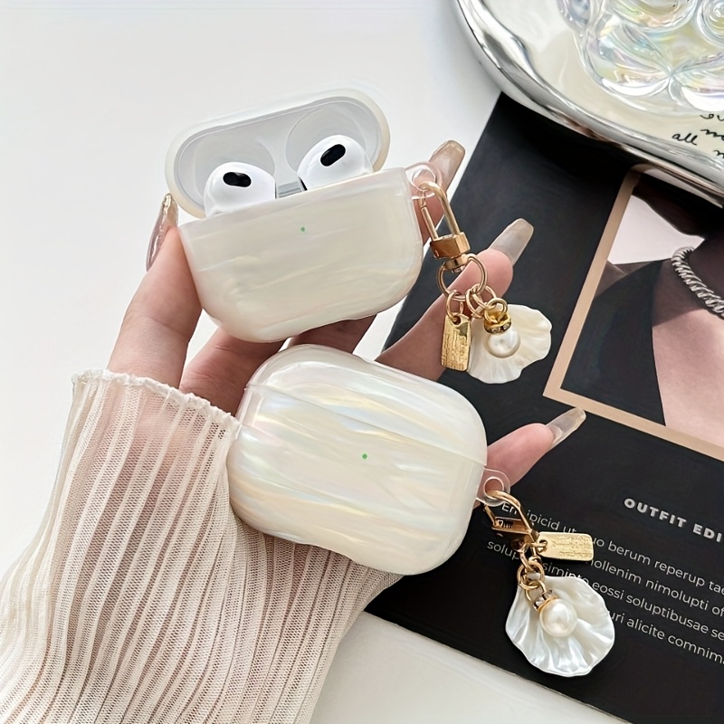 

Simulated Shell Pattern Headphone Protective Case, Quiet And Fashionable Girl Accessories, Suitable For Airpods 1/2/3/4/pro/, With Ornaments, Fashionable And Beautiful, Best Gift For Girlfriend