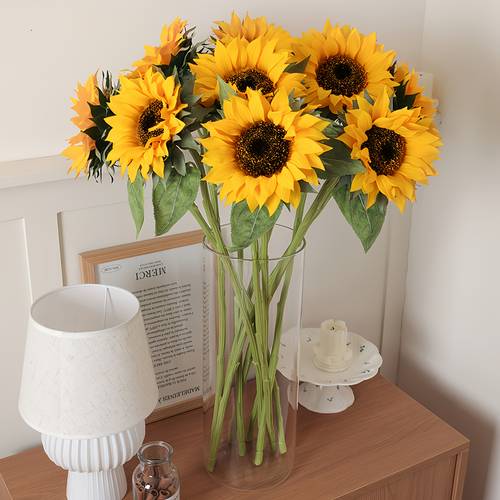 6pcs faux artificial sunflowers brown center fabric flowers for wedding home thanksgiving christmas halloween decor no maintenance required adjustable bouquet indoor outdoor decoration professional gardener recommended