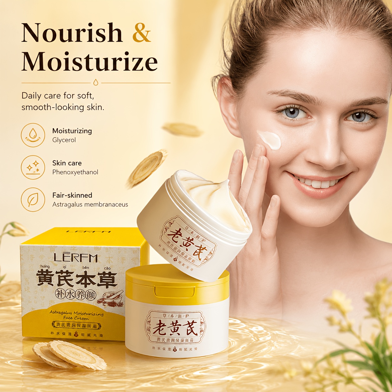 Astragalus Moisturizing And Hydrating Facial Cream - Enriched With For , Ingredients Formula, Provides Moisture And Nourishment, Perfect For Daily Application To Keep And Elastic