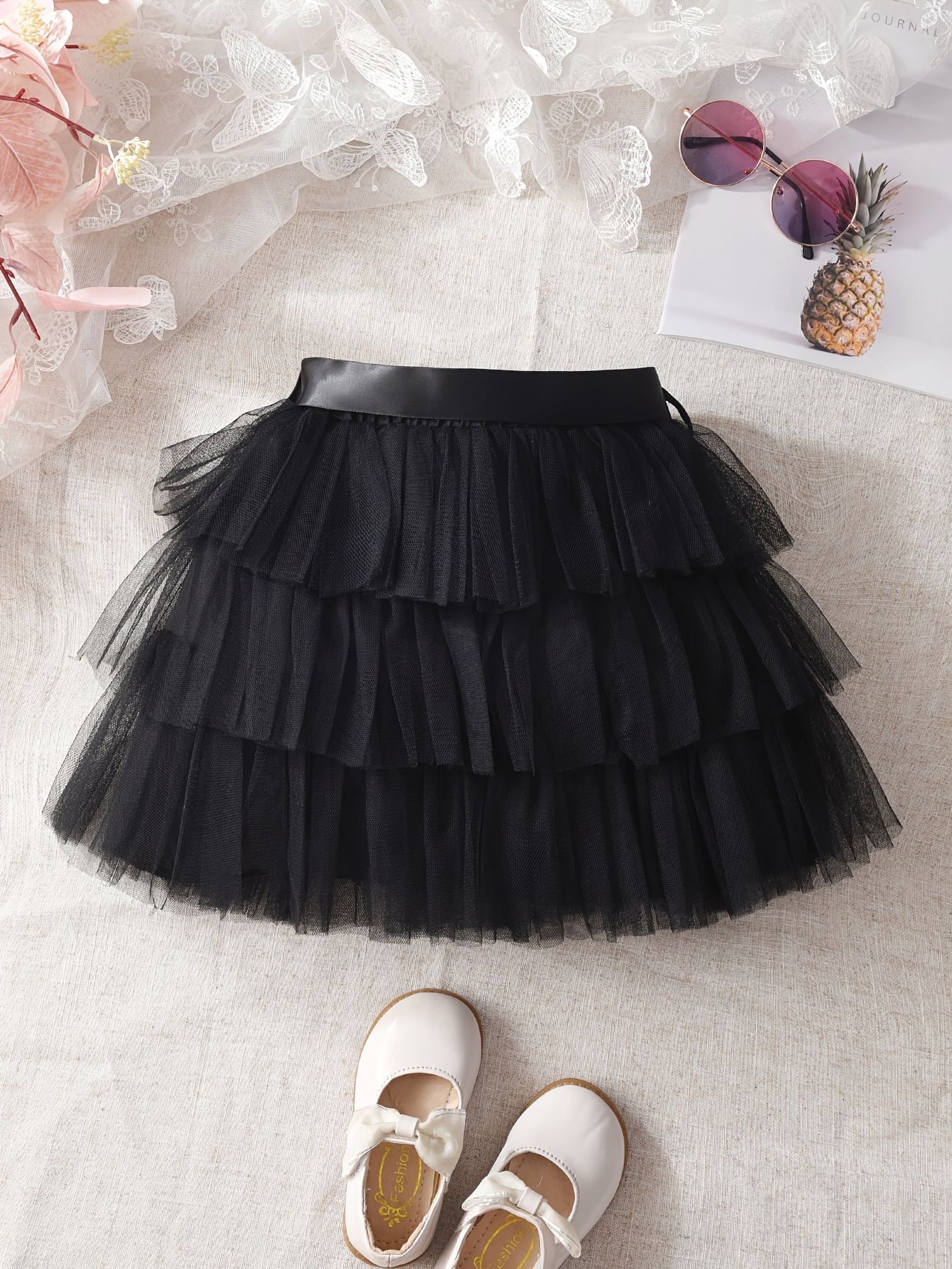 Tulle Fabric Black Tulle Dance Skirt Black Multi Layer Tulle Tutu - Main Image